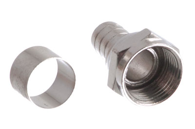 Conector F pin fino con aro pollera para crimpear