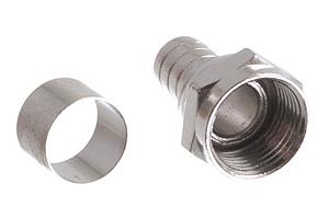 Conector F pin fino con aro pollera para crimpear